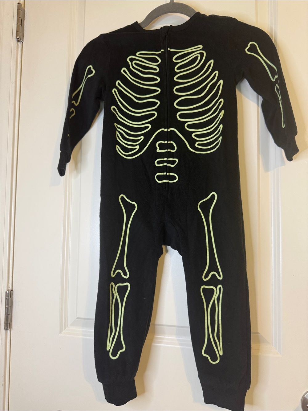 Kids Black Skeleton Glow-In-The-Dark One-Piece Bodysuit